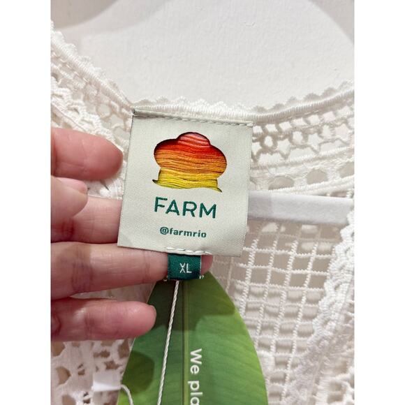 NWT Farm Rio Morada Boa Guipure Lace Crochet Maxi Dress with Slip Off-White XL - Picture 4 of 7